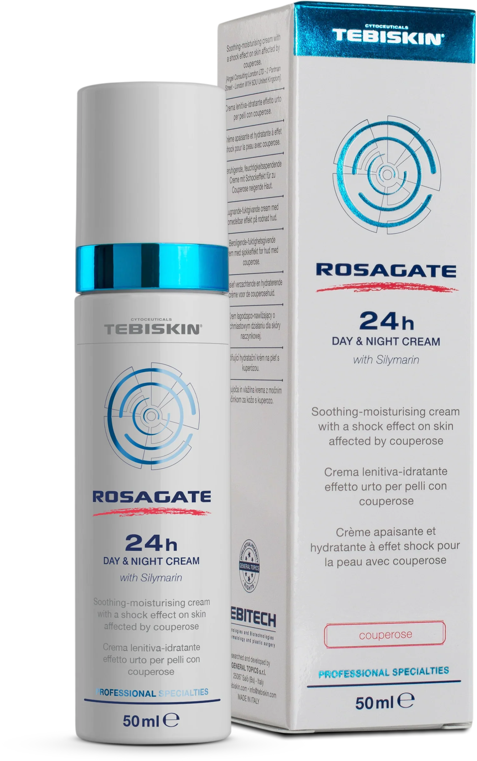 Tebiskin Rosagate 24h Day Night Cream raminamasis kremas nuo kuperozes 50 ml | Jovi Esthetic