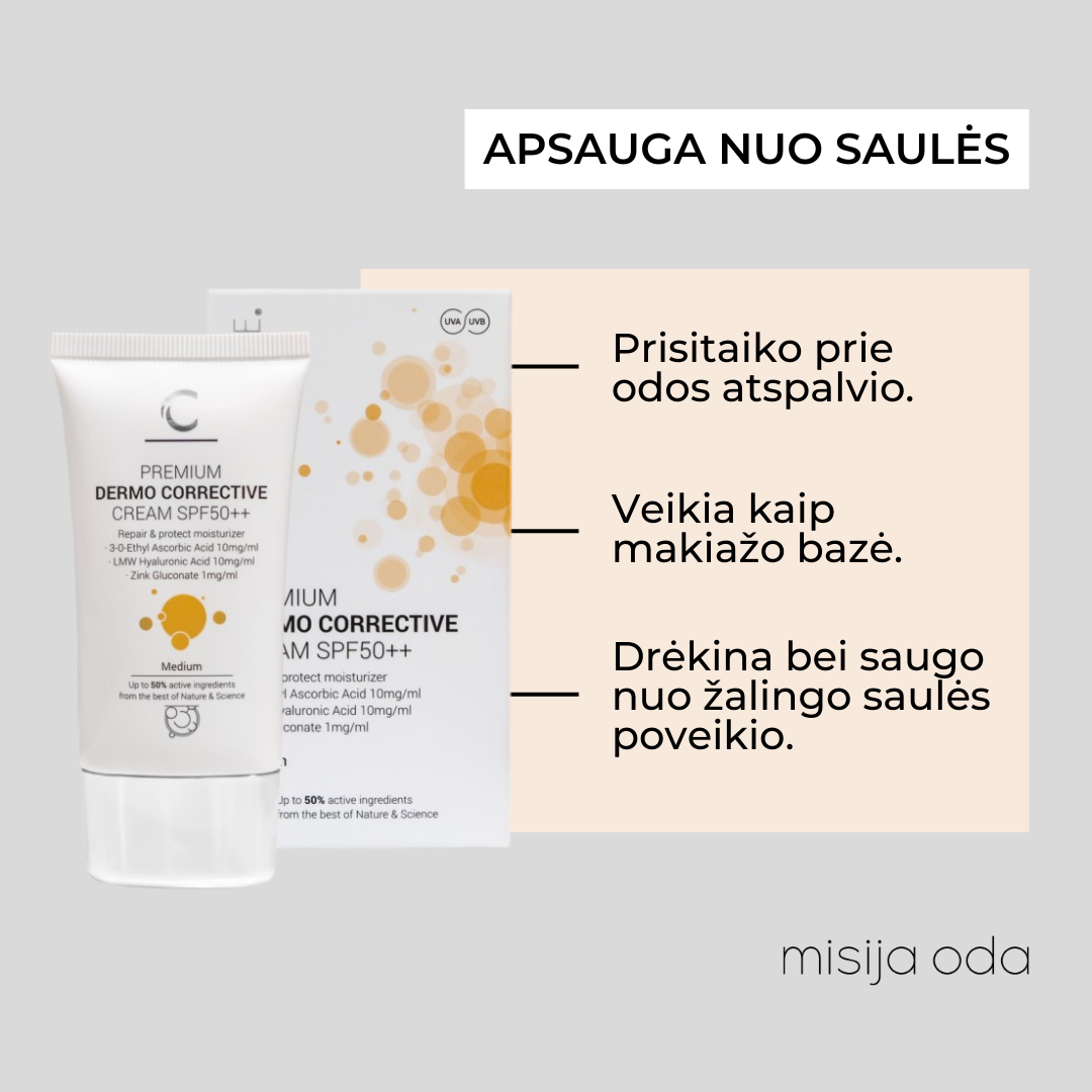 Koreguojamasis kremas SPF50 su spalva sudetis | Jovi Esthetic