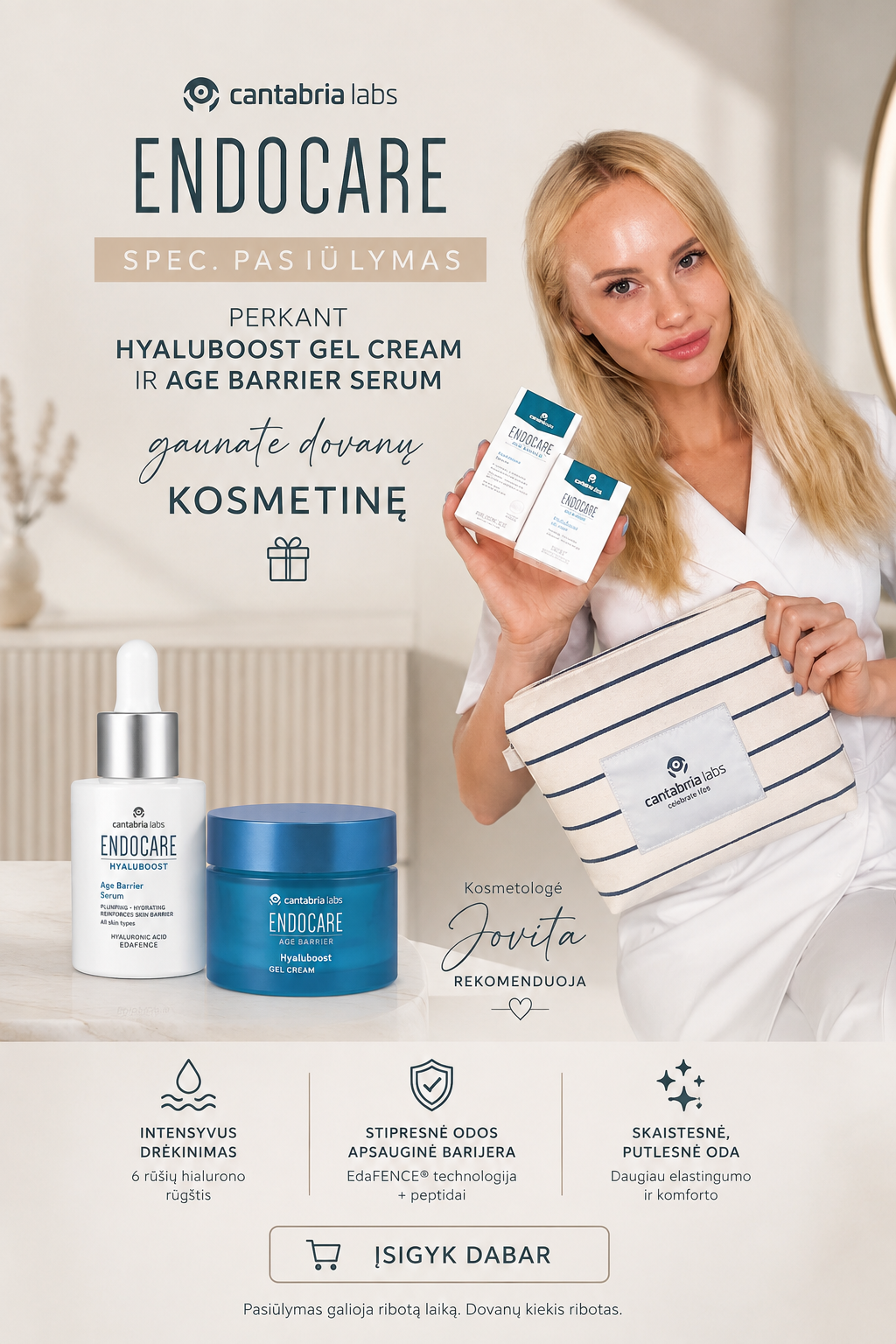 Endocare Hyaluboost rinkinys serumas ir gelinis kremas | Jovi Esthetic