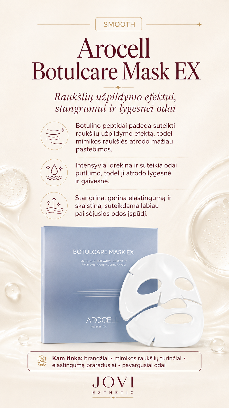 Arocell Botulcare veido kaukė su botulino kilmės ingredientais, 1vnt NAUJIENA