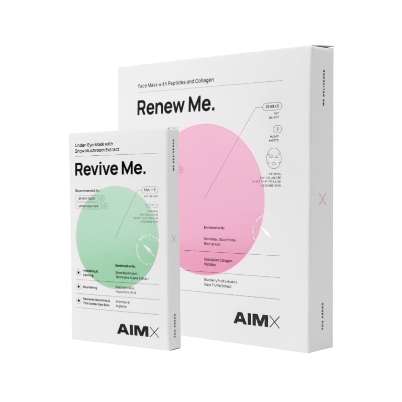 AimX lakstiniu kaukiu rinkinys Renew Me veidui ir paakiams | Jovi Esthetic